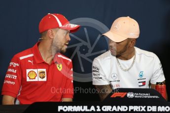 World © Octane Photographic Ltd. Formula 1 – Monaco GP –Drivers Press Conference. Scuderia Ferrari – Sebastian Vettel and Mercedes AMG Petronas Motorsport - Lewis Hamilton. Monte-Carlo. Wednesday 23rd May 2018.
