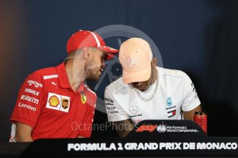 World © Octane Photographic Ltd. Formula 1 – Monaco GP –Drivers Press Conference. Scuderia Ferrari – Sebastian Vettel and Mercedes AMG Petronas Motorsport - Lewis Hamilton. Monte-Carlo. Wednesday 23rd May 2018.