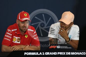 World © Octane Photographic Ltd. Formula 1 – Monaco GP –Drivers Press Conference. Scuderia Ferrari – Sebastian Vettel and Mercedes AMG Petronas Motorsport - Lewis Hamilton. Monte-Carlo. Wednesday 23rd May 2018.