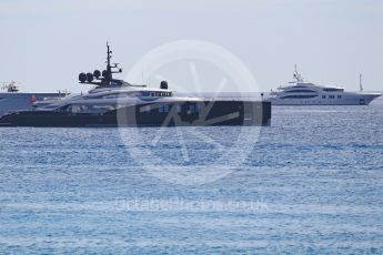 World © Octane Photographic Ltd. Formula 1 – Monaco GP - Setup. The larger yachts in the bay. Monte-Carlo. Wednesday 23rd May 2018.