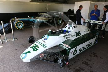 World © Octane Photographic Ltd. Formula 1 – Monaco GP - Setup. Kiek Rosberg FW07C and Nico Rosberg Mercedes F1 W08. Monte-Carlo. Wednesday 23rd May 2018.
