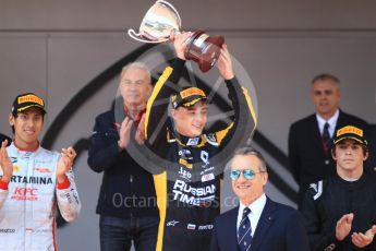 World © Octane Photographic Ltd. FIA Formula 2 (F2) – Monaco GP - Race 1 Podium. Russian Time - Artem Markelov. Monte Carlo. Friday 25th May 2018