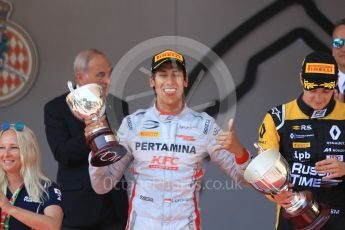 World © Octane Photographic Ltd. FIA Formula 2 (F2) – Monaco GP - Race 1 Podium. Prema Powerteam - Sean Gelael. Monte Carlo. Friday 25th May 2018.