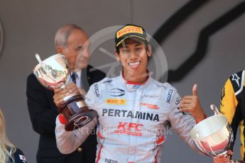 World © Octane Photographic Ltd. FIA Formula 2 (F2) – Monaco GP - Race 1 Podium. Prema Powerteam - Sean Gelael. Monte Carlo. Friday 25th May 2018.