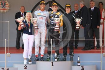 World © Octane Photographic Ltd. FIA Formula 2 (F2) – Monaco GP - Race 1 Podium. Russian Time - Artem Markelov, Prema Powerteam - Sean Gelael and MP Motorsport - Roberto Merhi. Monte Carlo. Friday 25th May 2018