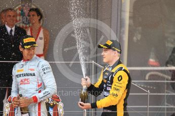 World © Octane Photographic Ltd. FIA Formula 2 (F2) – Monaco GP - Race 1 Podium. Russian Time - Artem Markelov, Prema Powerteam - Sean Gelael. Monte Carlo. Friday 25th May 2018
