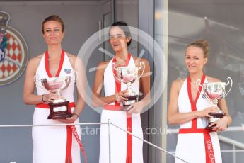 World © Octane Photographic Ltd. FIA Formula 2 (F2) – Monaco GP - Race 1 - Podium. Podium Girls. Monte Carlo. Friday 25th May 2018