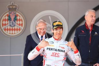 World © Octane Photographic Ltd. FIA Formula 2 (F2) – Monaco GP - Race 1 - Podium. Prema Powerteam - Sean Gelael. Monte Carlo. Friday 25th May 2018.