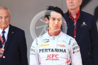 World © Octane Photographic Ltd. FIA Formula 2 (F2) – Monaco GP - Race 1 - Podium. Prema Powerteam - Sean Gelael. Monte Carlo. Friday 25th May 2018.