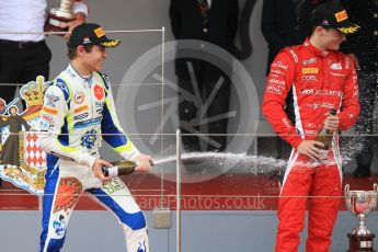 World © Octane Photographic Ltd. FIA Formula 2 (F2) – Monaco GP - Race 2. Charouz - Louis Delatraz and Carlin - Lando Norris. Monte Carlo. Saturday 26th May 2018.