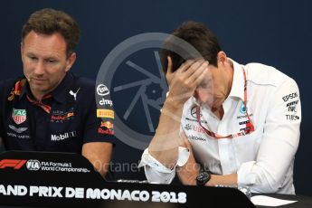 World © Octane Photographic Ltd. Formula 1 – Monaco GP – Team Personnel Press Conference. Christian Horner - Team Principal of Red Bull Racing and Toto Wolff - Executive Director & Head of Mercedes-Benz Motorsport. Monte-Carlo. Thursday 24th May 2018.