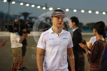 World © Octane Photographic Ltd. Formula 1 – Singapore GP - Drivers Parade. McLaren MCL33 – Stoffel Vandoorne. Marina Bay Street Circuit, Singapore. Sunday 16th September 2018.