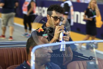 World © Octane Photographic Ltd. Formula 1 – Singapore GP - Drivers Parade. Aston Martin Red Bull Racing TAG Heuer RB14 – Daniel Ricciardo. Marina Bay Street Circuit, Singapore. Sunday 16th September 2018.