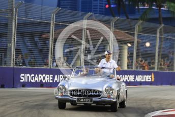 World © Octane Photographic Ltd. Formula 1 – Singapore GP - Drivers Parade. Racing Point Force India VJM11 - Sergio Perez. Marina Bay Street Circuit, Singapore. Sunday 16th September 2018.