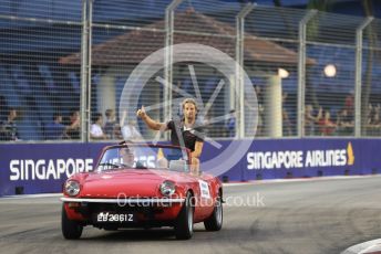 World © Octane Photographic Ltd. Formula 1 – Singapore GP - Drivers Parade. Haas F1 Team VF-18 – Romain Grosjean. Marina Bay Street Circuit, Singapore. Sunday 16th September 2018.