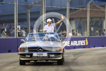 World © Octane Photographic Ltd. Formula 1 – Singapore GP - Drivers Parade. Racing Point Force India VJM11 - Esteban Ocon. Marina Bay Street Circuit, Singapore. Sunday 16th September 2018.