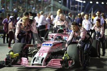 World © Octane Photographic Ltd. Formula 1 – Singapore GP - Grid. Racing Point Force India VJM11 - Sergio Perez. Marina Bay Street Circuit, Singapore. Sunday 16th September 2018.