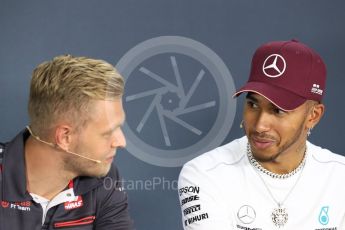 World © Octane Photographic Ltd. Formula 1 – Italian GP - FIA Drivers’ Press Conference. Mercedes AMG Petronas Motorsport - Lewis Hamilton and Haas F1 Team – Kevin Magnussen. Marina Bay Street Circuit, Singapore. Thursday 13th September 2018.