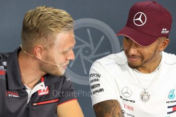 World © Octane Photographic Ltd. Formula 1 – Italian GP - FIA Drivers’ Press Conference. Mercedes AMG Petronas Motorsport - Lewis Hamilton and Haas F1 Team – Kevin Magnussen. Marina Bay Street Circuit, Singapore. Thursday 13th September 2018.