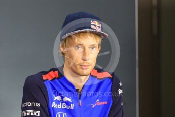 World © Octane Photographic Ltd. Formula 1 – Italian GP - FIA Drivers’ Press Conference. Scuderia Toro Rosso – Brendon Hartley. Marina Bay Street Circuit, Singapore. Thursday 13th September 2018.