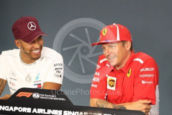 World © Octane Photographic Ltd. Formula 1 – Italian GP - FIA Drivers’ Press Conference. Scuderia Ferrari - Kimi Raikkonen and Mercedes AMG Petronas Motorsport - Lewis Hamilton. Marina Bay Street Circuit, Singapore. Thursday 13th September 2018.