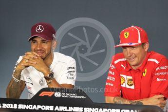 World © Octane Photographic Ltd. Formula 1 – Italian GP - FIA Drivers’ Press Conference. Scuderia Ferrari - Kimi Raikkonen and Mercedes AMG Petronas Motorsport - Lewis Hamilton. Marina Bay Street Circuit, Singapore. Thursday 13th September 2018.