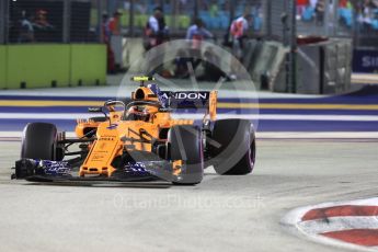 World © Octane Photographic Ltd. Formula 1 – Singapore GP - Race. McLaren MCL33 – Stoffel Vandoorne. Marina Bay Street Circuit, Singapore. Sunday 16th September 2018.