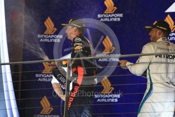 World © Octane Photographic Ltd. Formula 1 – Singapore GP – Race Podium. Aston Martin Red Bull Racing TAG Heuer RB14 – Max Verstappen. Marina Bay Street Circuit, Singapore. Sunday 16th September 2018.