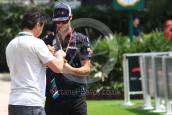 World © Octane Photographic Ltd. Formula 1 – Singapore GP - Paddock. Aston Martin Red Bull Racing TAG Heuer – Daniel Ricciardo. Marina Bay Street Circuit, Singapore. Friday 14th September 2018.