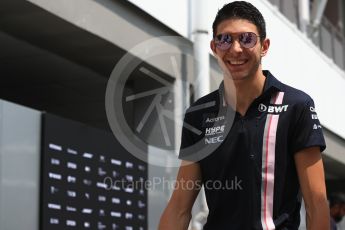 World © Octane Photographic Ltd. Formula 1 – Singapore GP - Paddock. Racing Point Force India - Esteban Ocon. Marina Bay Street Circuit, Singapore. Friday 14th September 2018.