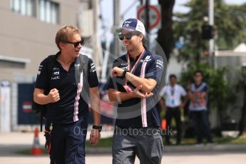 World © Octane Photographic Ltd. Formula 1 – Singapore GP - Paddock. Racing Point Force India - Sergio Perez. Marina Bay Street Circuit, Singapore. Friday 14th September 2018.