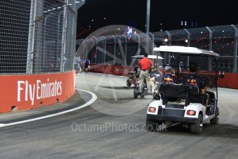 World © Octane Photographic Ltd. Formula 1 – Singapore GP - Thursday Pit Lane. Aston Martin Red Bull Racing TAG Heuer RB14 – Daniel Ricciardo and Max Verstappen. Marina Bay Street Circuit, Singapore. Thursday 13th September 2018.