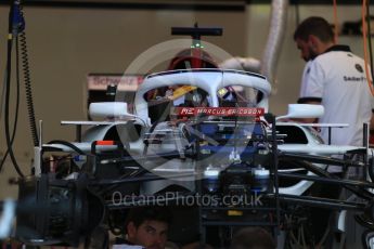 World © Octane Photographic Ltd. Formula 1 – Singapore GP - Thursday Pit Lane. Alfa Romeo Sauber F1 Team C37 – Marcus Ericsson. Marina Bay Street Circuit, Singapore. Thursday 13th September 2018.