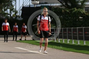 World © Octane Photographic Ltd. Formula 1 – Singapore GP - Thursday Pit Lane. Alfa Romeo Sauber F1 Team  – Marcus Ericsson. Marina Bay Street Circuit, Singapore. Thursday 13th September 2018.