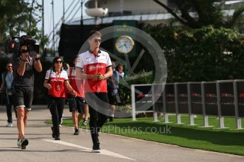 World © Octane Photographic Ltd. Formula 1 – Singapore GP - Thursday Pit Lane. Alfa Romeo Sauber F1 Team – Charles Leclerc. Marina Bay Street Circuit, Singapore. Thursday 13th September 2018.