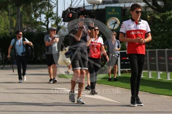 World © Octane Photographic Ltd. Formula 1 – Singapore GP - Thursday Pit Lane. Alfa Romeo Sauber F1 Team – Charles Leclerc. Marina Bay Street Circuit, Singapore. Thursday 13th September 2018.