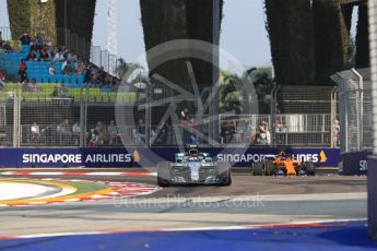 World © Octane Photographic Ltd. Formula 1 – Singapore GP - Practice 1. Mercedes AMG Petronas Motorsport AMG F1 W09 EQ Power+ - Valtteri Bottas. Marina Bay Street Circuit, Singapore. Friday 14th September 2018.