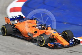 World © Octane Photographic Ltd. Formula 1 – Singapore GP - Practice 1. McLaren MCL33 – Fernando Alonso. Marina Bay Street Circuit, Singapore. Friday 14th September 2018.