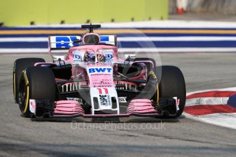 World © Octane Photographic Ltd. Formula 1 – Singapore GP - Practice 1. Racing Point Force India VJM11 - Sergio Perez. Marina Bay Street Circuit, Singapore. Friday 14th September 2018.