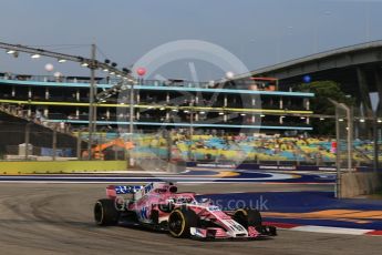 World © Octane Photographic Ltd. Formula 1 – Singapore GP - Practice 1. Racing Point Force India VJM11 - Sergio Perez. Marina Bay Street Circuit, Singapore. Friday 14th September 2018.