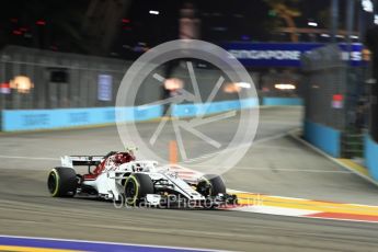 World © Octane Photographic Ltd. Formula 1 – Singapore GP - Practice 2. Alfa Romeo Sauber F1 Team C37 – Charles Leclerc. Marina Bay Street Circuit, Singapore. Friday 14th September 2018.