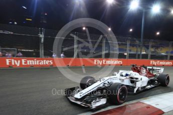 World © Octane Photographic Ltd. Formula 1 – Singapore GP - Practice 2. Alfa Romeo Sauber F1 Team C37 – Charles Leclerc. Marina Bay Street Circuit, Singapore. Friday 14th September 2018.