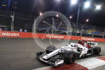 World © Octane Photographic Ltd. Formula 1 – Singapore GP - Practice 2. Alfa Romeo Sauber F1 Team C37 – Charles Leclerc. Marina Bay Street Circuit, Singapore. Friday 14th September 2018.