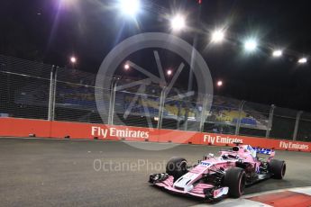 World © Octane Photographic Ltd. Formula 1 – Singapore GP - Practice 2. Racing Point Force India VJM11 - Sergio Perez. Marina Bay Street Circuit, Singapore. Friday 14th September 2018.