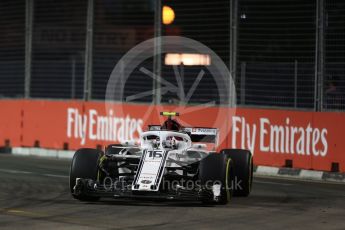 World © Octane Photographic Ltd. Formula 1 – Singapore GP - Practice 2. Alfa Romeo Sauber F1 Team C37 – Charles Leclerc. Marina Bay Street Circuit, Singapore. Friday 14th September 2018.