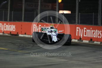 World © Octane Photographic Ltd. Formula 1 – Singapore GP - Practice 2. Williams Martini Racing FW41 – Sergey Sirotkin. Marina Bay Street Circuit, Singapore. Friday 14th September 2018.