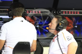 World © Octane Photographic Ltd. Formula 1 - Singapore GP - Practice 3. Zak Brown - Executive Director of McLaren Technology Group. Marina Bay Street Circuit, Singapore. Saturday 15th September 2018.