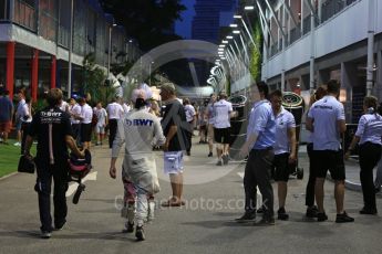 World © Octane Photographic Ltd. Formula 1 – Singapore GP - Practice 3. Racing Point Force India VJM11 - Sergio Perez. Marina Bay Street Circuit, Singapore. Saturday 15th September 2018.
