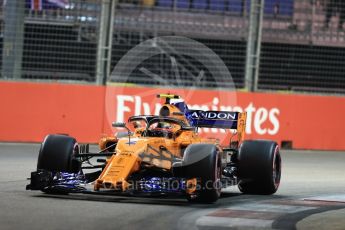 World © Octane Photographic Ltd. Formula 1 – Singapore GP - Qualifying. McLaren MCL33 – Stoffel Vandoorne. Marina Bay Street Circuit, Singapore. Saturday 15th September 2018.