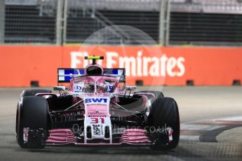 World © Octane Photographic Ltd. Formula 1 – Singapore GP - Qualifying. Racing Point Force India VJM11 - Esteban Ocon. Marina Bay Street Circuit, Singapore. Saturday 15th September 2018.